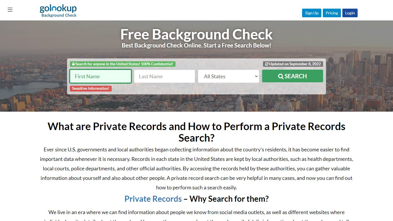 Private Records Search, Private Records, People Records - GoLookUp